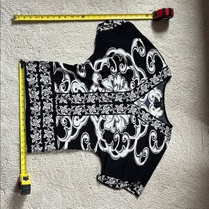 White House Black Market Monochrome Swirl Top